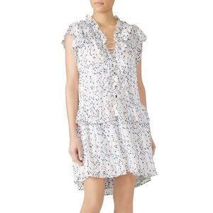 Sabina Musayev Women's XS White Dot Ruffled Sun Dress Summer Confetti